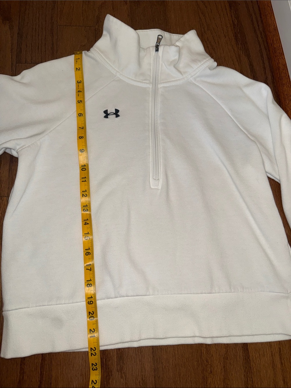 Under Armour White Half-Zip Pullover Sweatshirt Cold Weather Activewear - Picture 4 of 5